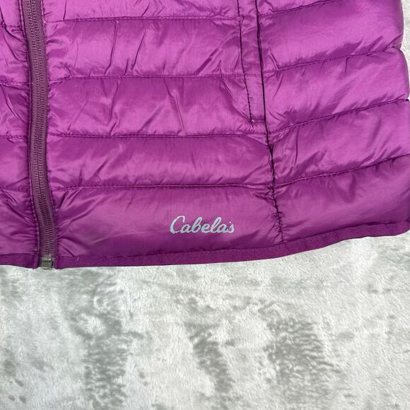 Cabelas Puffer Jacket Women L Purple Hoodie Lightweight Packable Duck Down - Picture 3 of 9